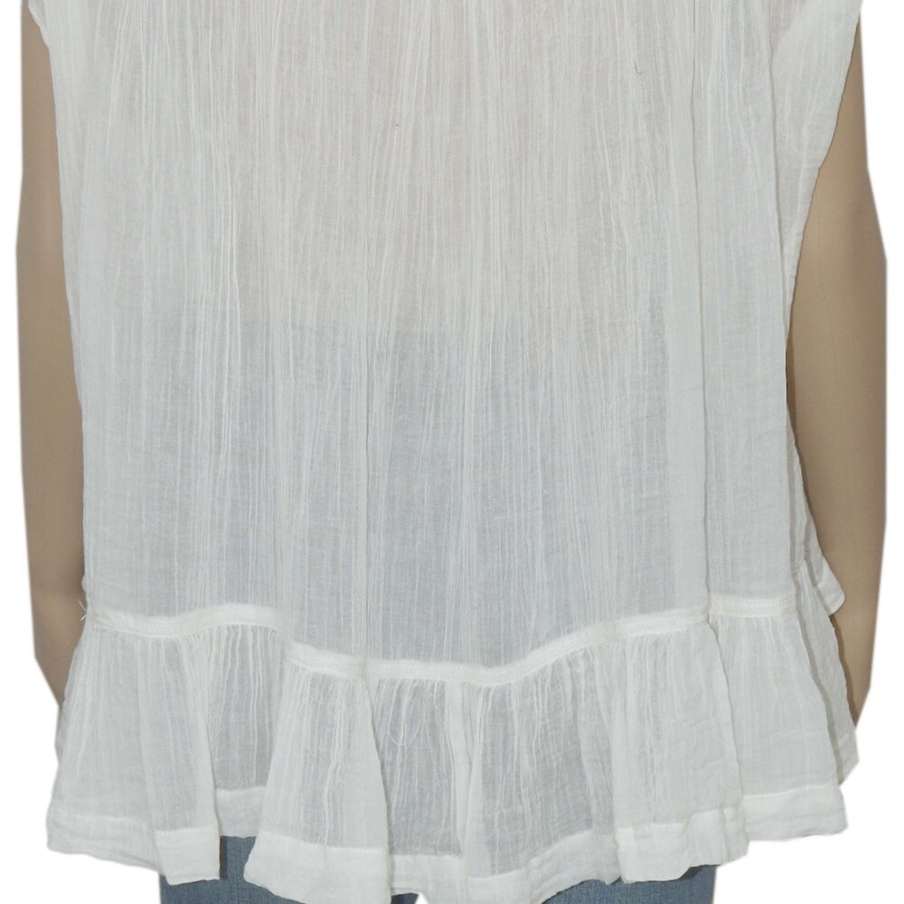 Free People FP One Georgia Blouse Top Lace Trim Capped Sleeve XS - Picture 10 of 10
